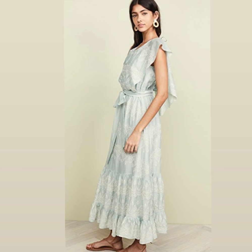 Love Sam Tallulah Embroidered Maxi dress in cool aqua